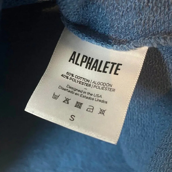 Alphalete Teal Blue Cropped Crewneck Sweater Tee - Picture 6 of 6